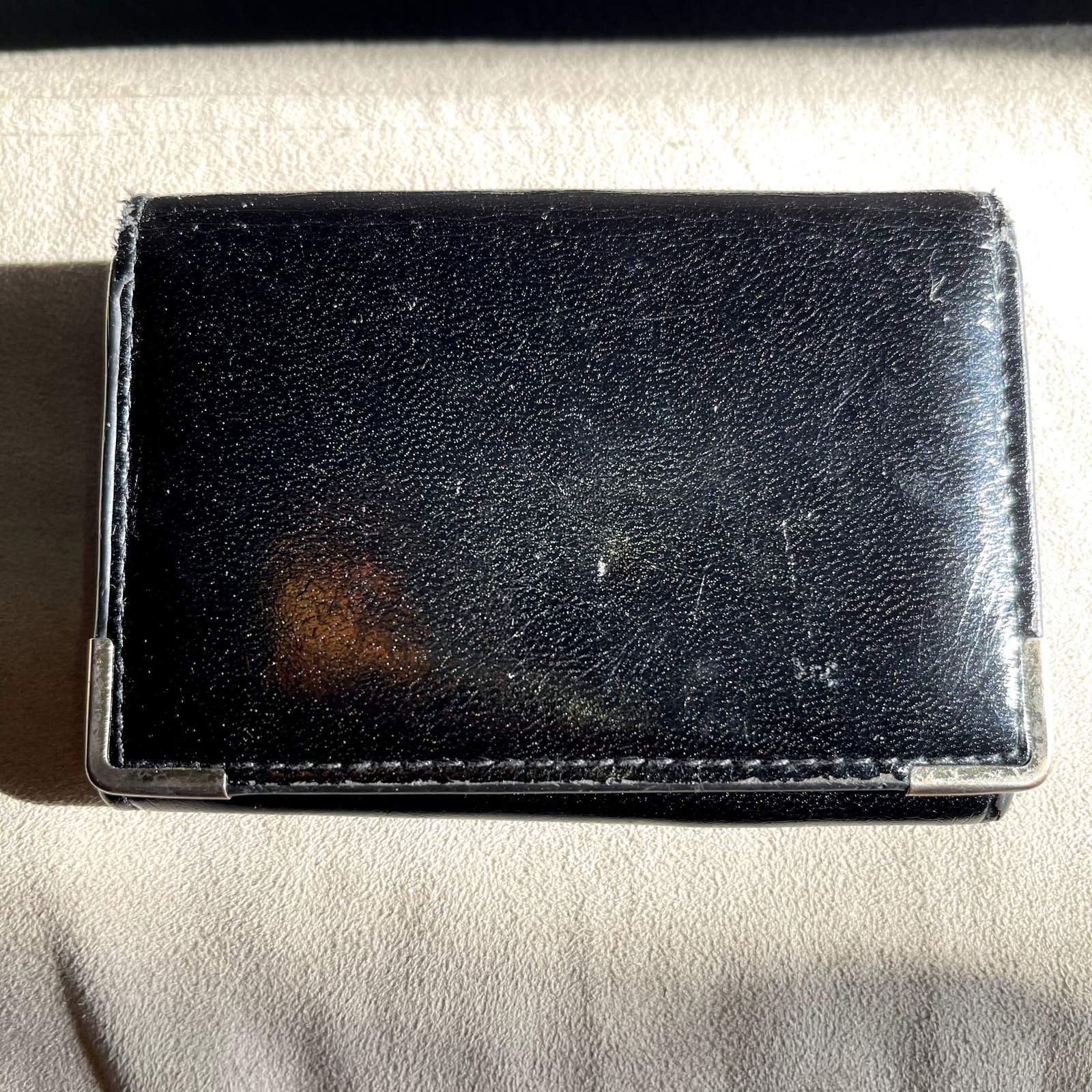 Black Faux Leather Bifold Wallet With Change Compartment And Gold Hardware